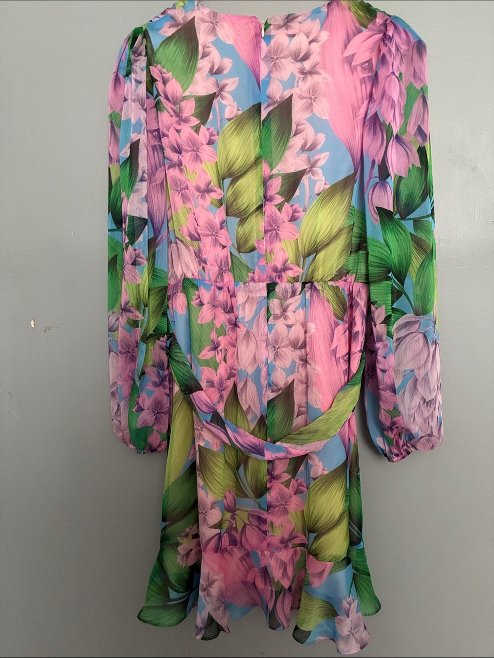 Alex Marie Pink, Green & Blue Floral Wrap Dress - Picture 4 of 4